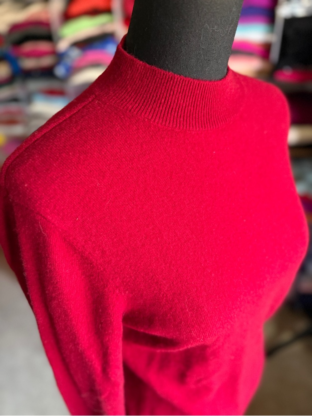 Women’s Red Wool Mock Neck Sweater